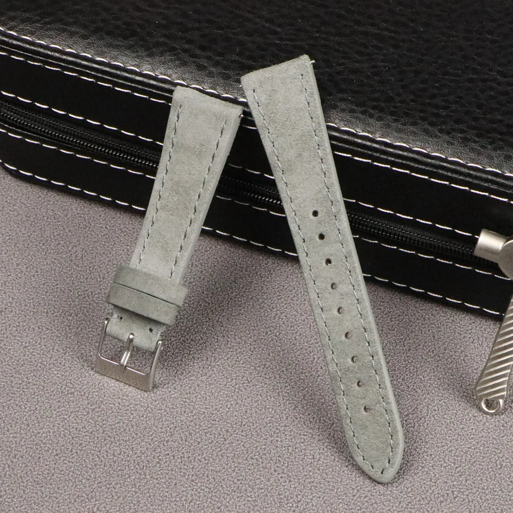 Premium Leather Suede Watch Strap 18mm 20mm 22mm Watchband Gray Blue Brown Watch Bands Quick Release Wristband Belt Accessories