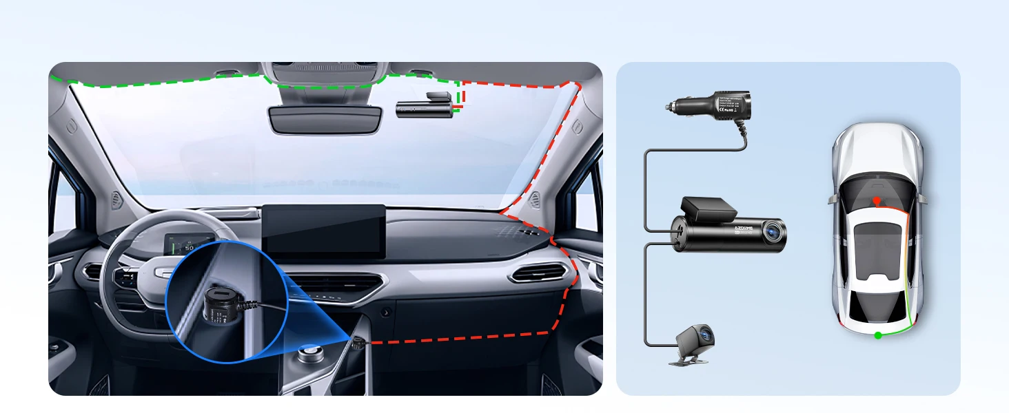 AZDOME M300S Dash Cam 4K+1080P Car Rear Camera Dash Cam 800MP Lens Built-in GPS WIFI Car DVR Voice Control Night Vision 후방카메