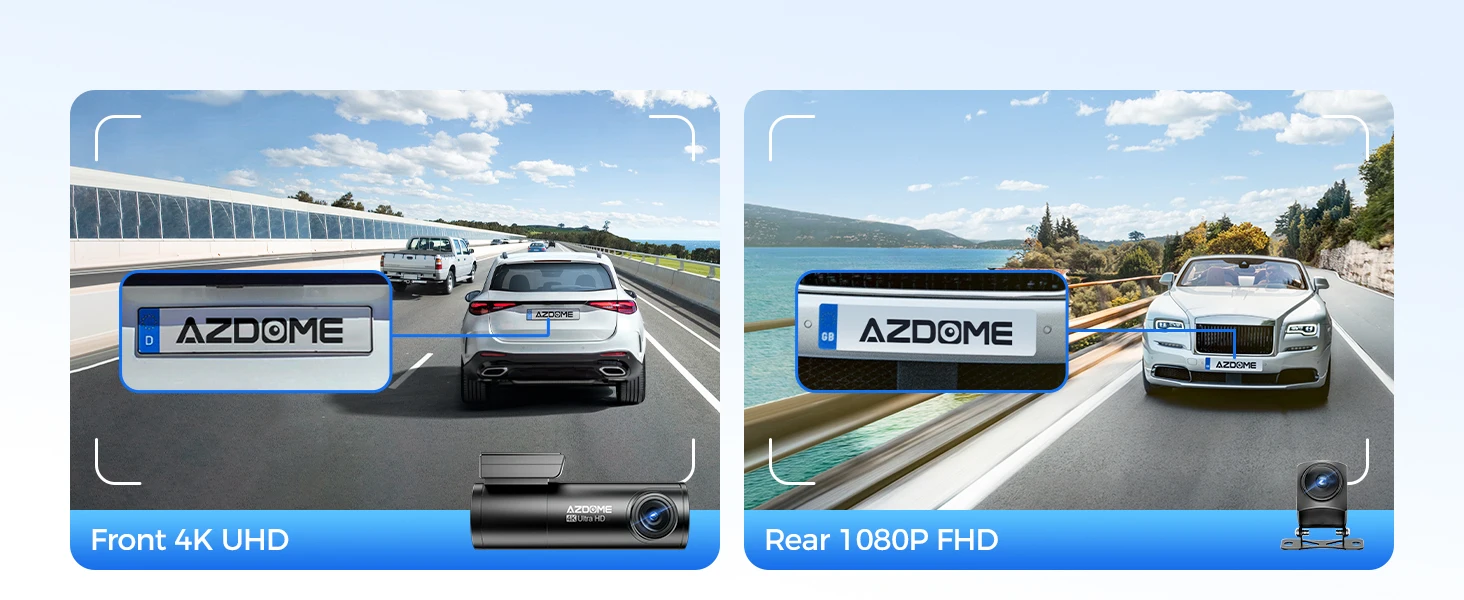 AZDOME M300S Dash Cam 4K+1080P Car Rear Camera Dash Cam 800MP Lens Built-in GPS WIFI Car DVR Voice Control Night Vision 후방카메