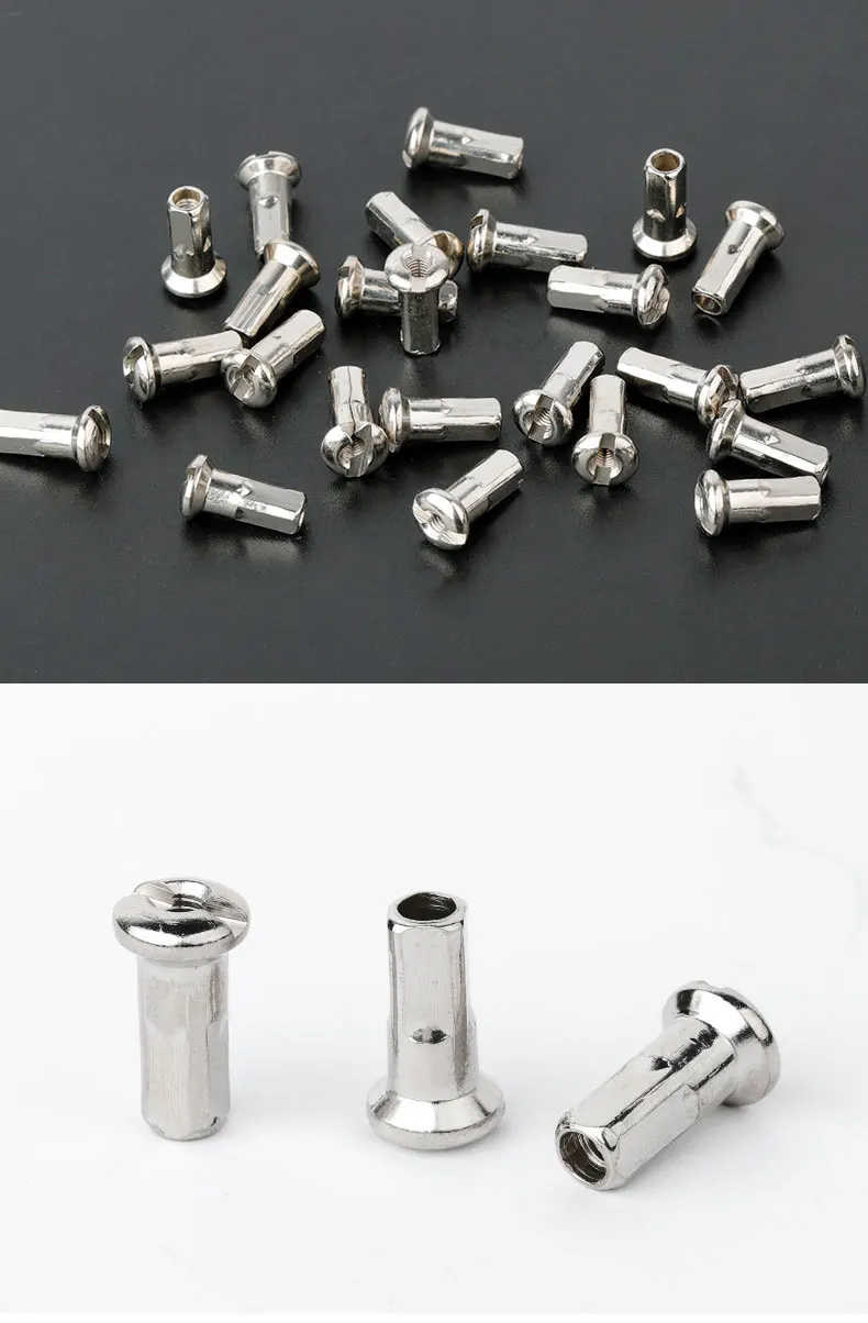 20/50PCS Brass Spoke Nipples 14G 13G MTB Road Bicycle E-bike Scooter Rim Caps CU Nuts Copper Parts Coated Silver or Black