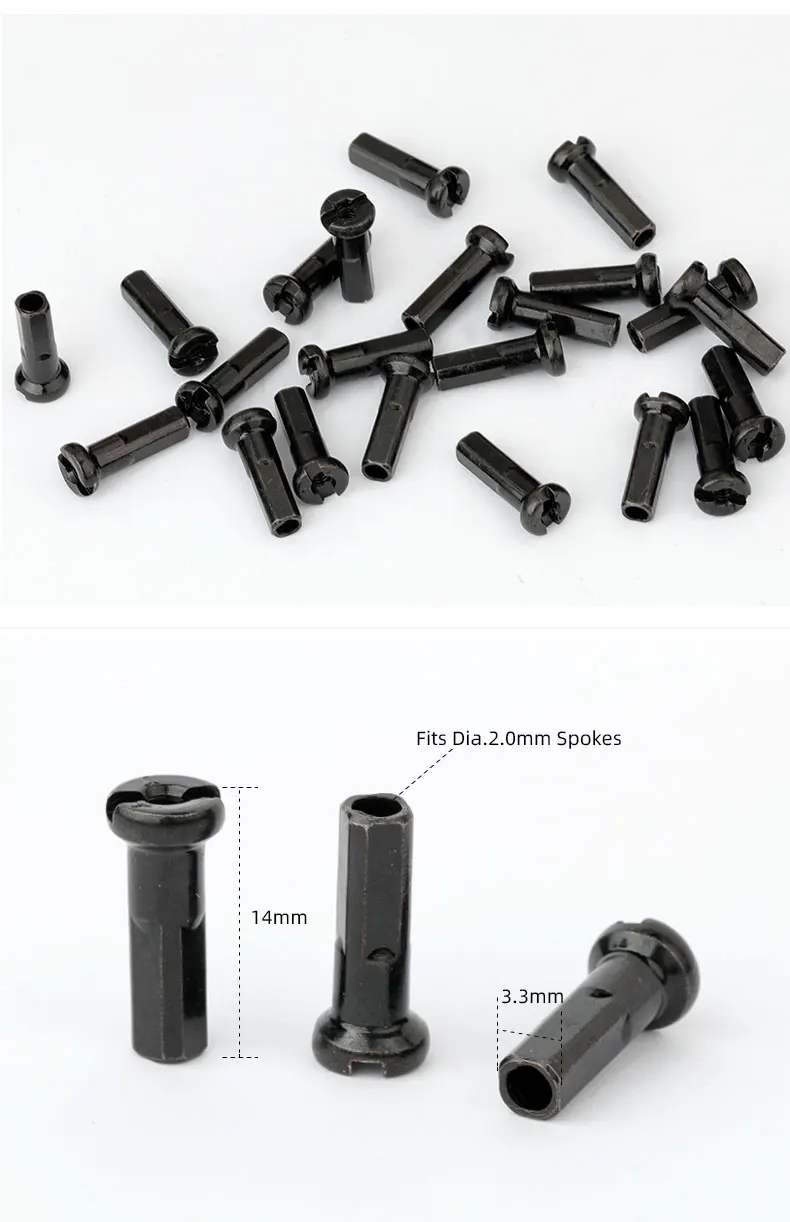 20/50PCS Brass Spoke Nipples 14G 13G MTB Road Bicycle E-bike Scooter Rim Caps CU Nuts Copper Parts Coated Silver or Black