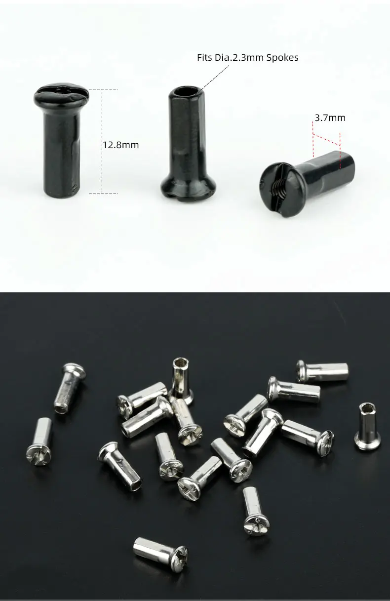 20/50PCS Brass Spoke Nipples 14G 13G MTB Road Bicycle E-bike Scooter Rim Caps CU Nuts Copper Parts Coated Silver or Black