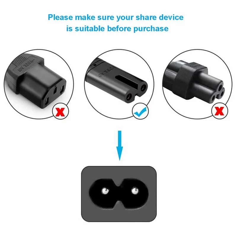 EU Power Cable 2pin IEC320 C7 US Power Extension Cord For Dell Laptop Charger Canon Epson Printer Radio Speaker PS4 XBOX LG Sony