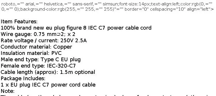 EU Power Cable 2pin IEC320 C7 US Power Extension Cord For Dell Laptop Charger Canon Epson Printer Radio Speaker PS4 XBOX LG Sony
