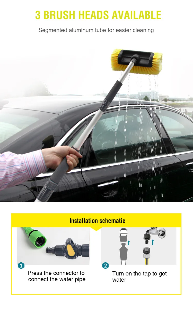 Car Wash Brush Head for Detailing Washing Vehicles, Boats, RVs, ATVs, or Off-Road Autos, Super Soft Bristles for Scratch Resista
