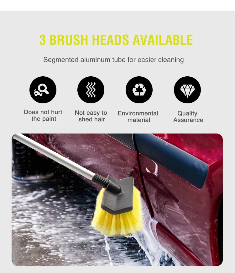 Car Wash Brush Head for Detailing Washing Vehicles, Boats, RVs, ATVs, or Off-Road Autos, Super Soft Bristles for Scratch Resista
