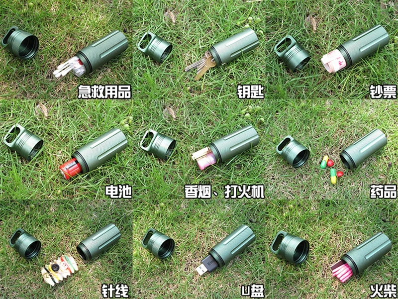 Outdoor EDC Container Case Waterproof Survival Container Capsule Aluminum Pill Bottle Match Battery Holder Case Survival Box