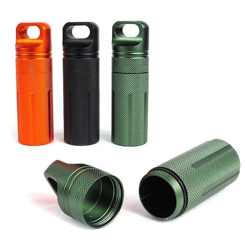 Outdoor EDC Container Case Waterproof Survival Container Capsule Aluminum Pill Bottle Match Battery Holder Case Survival Box