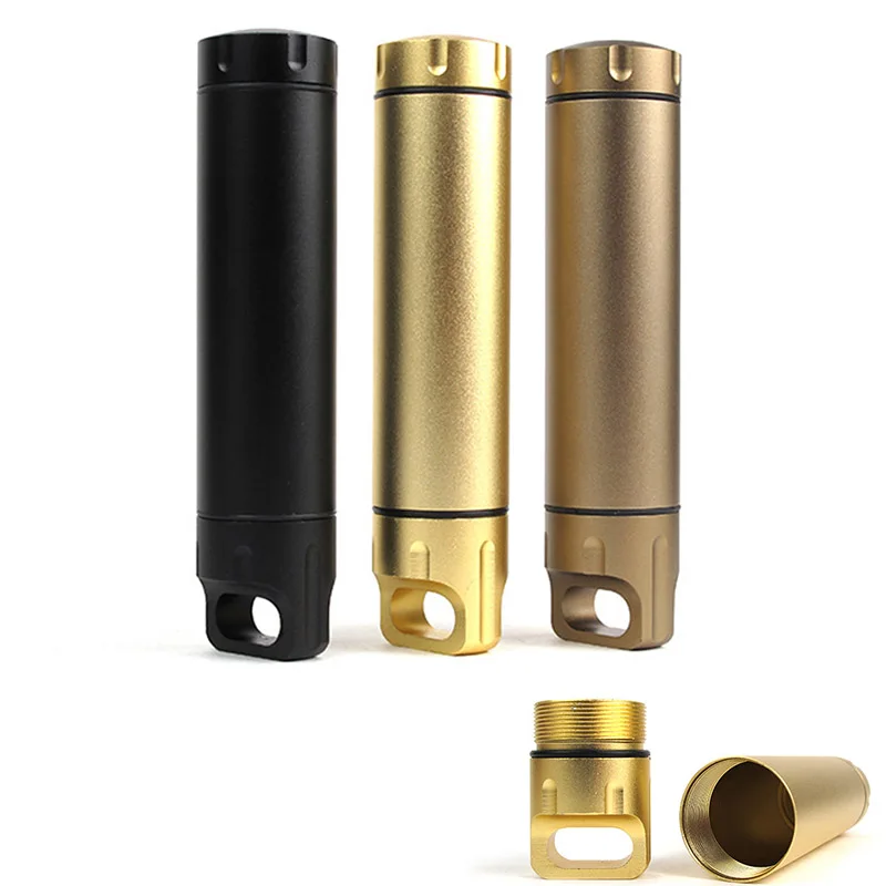 Outdoor EDC Container Case Waterproof Survival Container Capsule Aluminum Pill Bottle Match Battery Holder Case Survival Box
