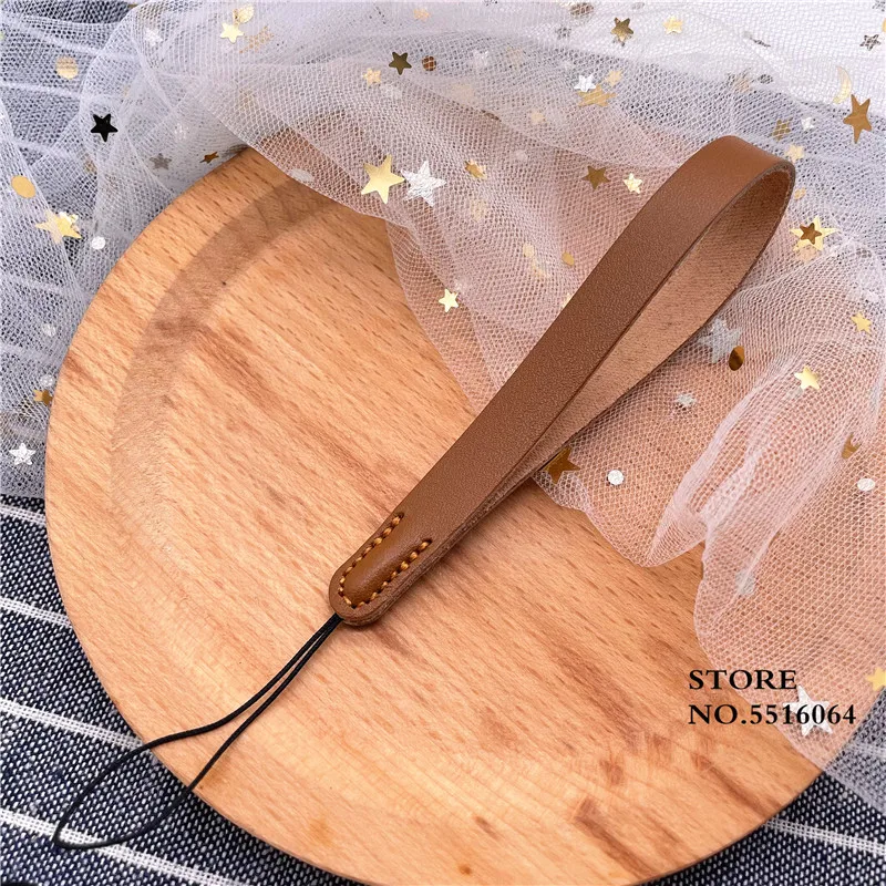 New Leather Lanyard Short Phone Strap Anti-lost Key Chain Smooth Surface Finger Rope For U Disk Bluetooth Small Speaker Sling