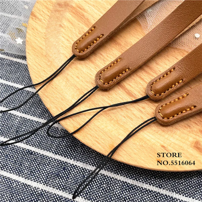 New Leather Lanyard Short Phone Strap Anti-lost Key Chain Smooth Surface Finger Rope For U Disk Bluetooth Small Speaker Sling