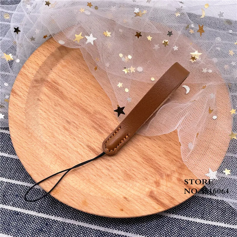 New Leather Lanyard Short Phone Strap Anti-lost Key Chain Smooth Surface Finger Rope For U Disk Bluetooth Small Speaker Sling