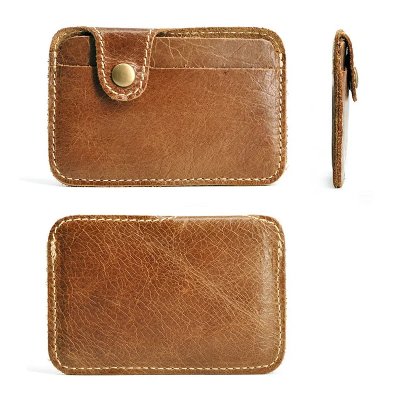 Retro Leather Mini Card Wallet - Business Credit Card Holder for Men & Women, Slim Cash Wallet with Smart Design