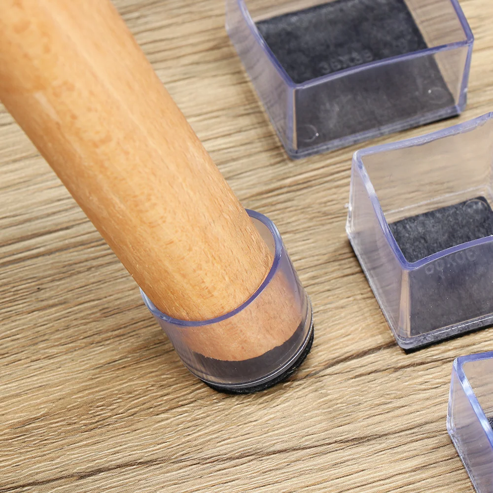 4Pcs Rubber Square Rectangle Floor Protector Pads Chair Leg Caps Table Foot Dust Cover Socks Pipe Plugs Furniture Leveling Feet
