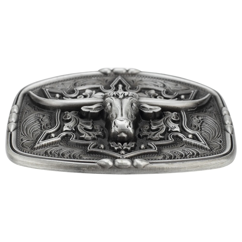 Fashion Men's Belt West Cowboy Genuine Leather Bull Head Buckle