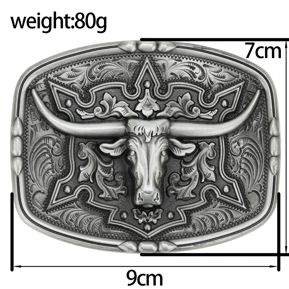 Fashion Men's Belt West Cowboy Genuine Leather Bull Head Buckle