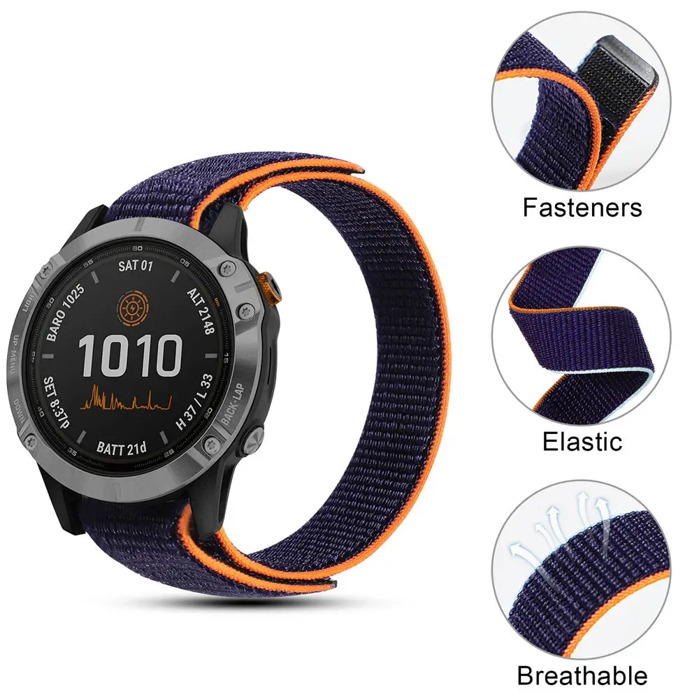 20 22mm 26MM Nylon Watchband Strap For Garmin Fenix 7x 7 7S Fenix 6X 6S 6 Pro 5X 5 5S Forerunner 935 945 Quick Release WristBand