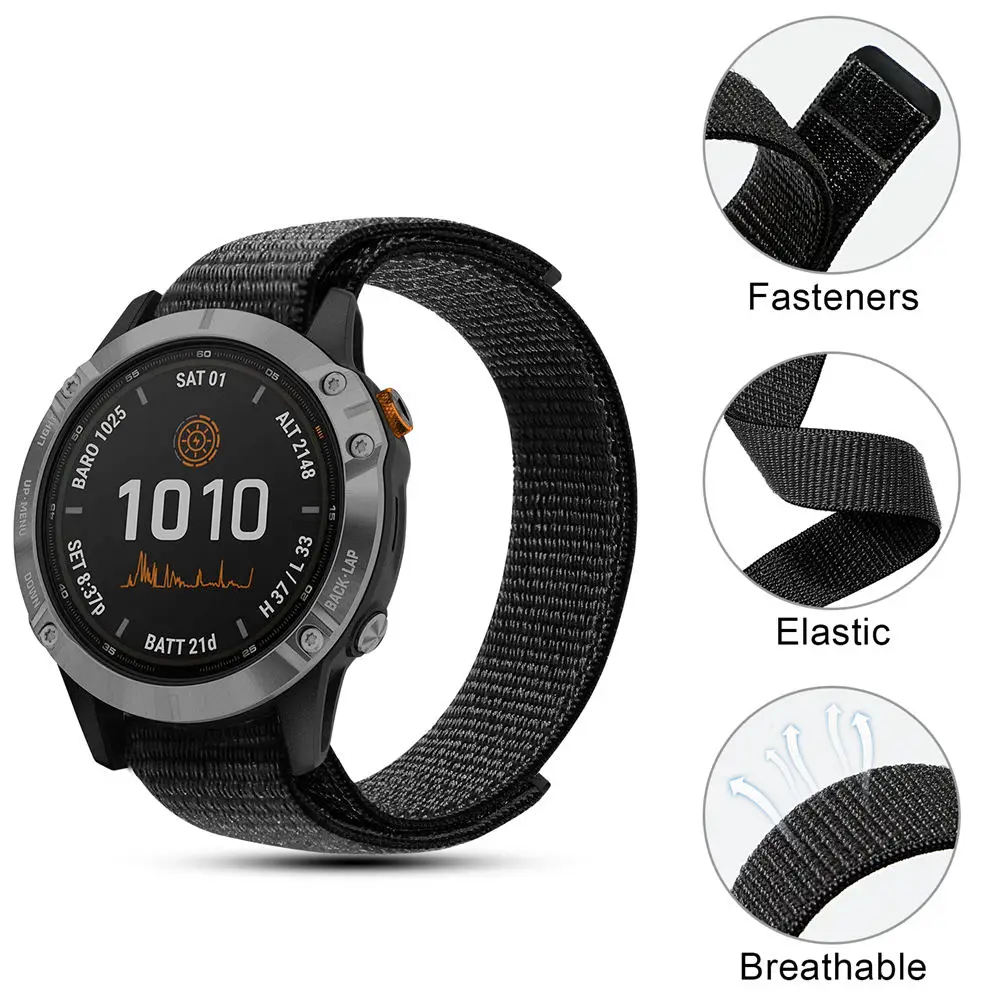 20 22mm 26MM Nylon Watchband Strap For Garmin Fenix 7x 7 7S Fenix 6X 6S 6 Pro 5X 5 5S Forerunner 935 945 Quick Release WristBand