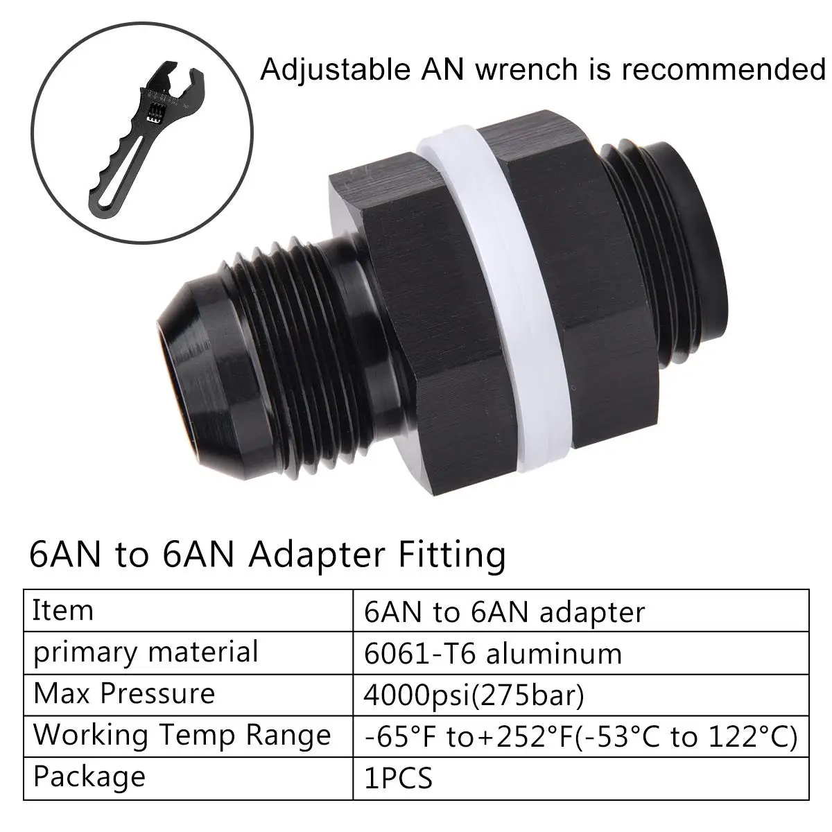 Aluminum Fuel Cell Bulkhead Fitting AN6 AN8 AN10 Accessories Black Fuel Cell Bulkhead Adapter Fitting