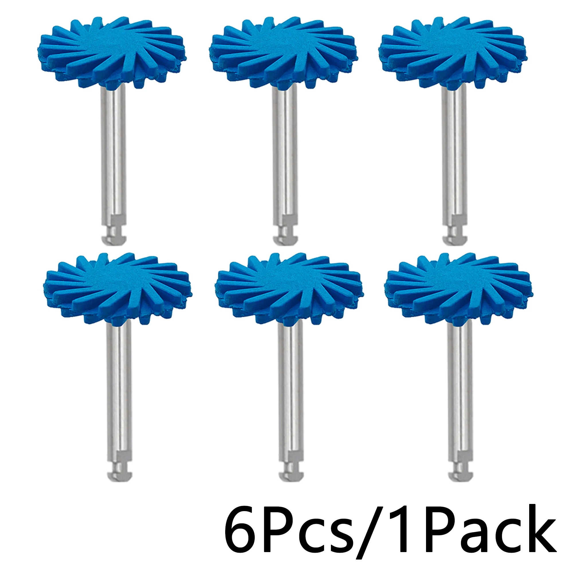 WellCK 6pcs/Set Dental Rubber Polisher Composite Resin Polishing Diamond System RA Disc Kit 14mm Wheel Spiral Flex Brush Burs