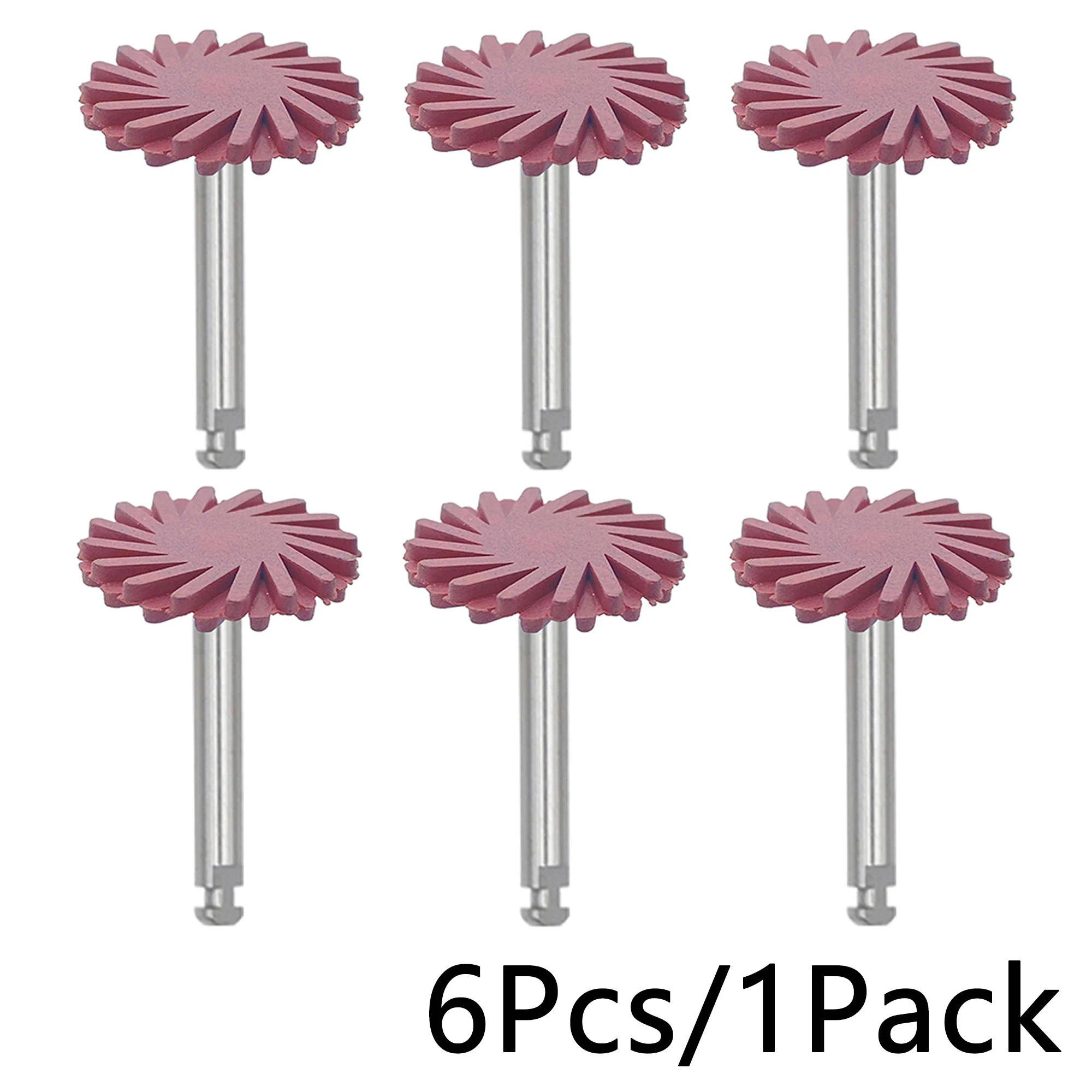 WellCK 6pcs/Set Dental Rubber Polisher Composite Resin Polishing Diamond System RA Disc Kit 14mm Wheel Spiral Flex Brush Burs
