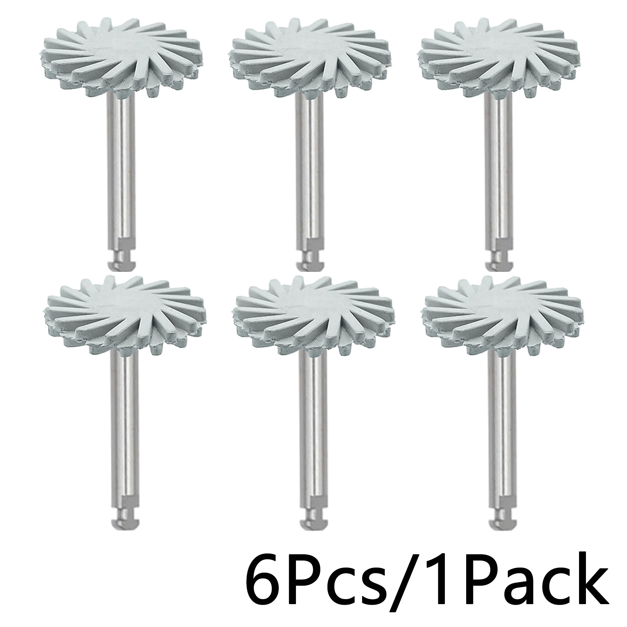 WellCK 6pcs/Set Dental Rubber Polisher Composite Resin Polishing Diamond System RA Disc Kit 14mm Wheel Spiral Flex Brush Burs