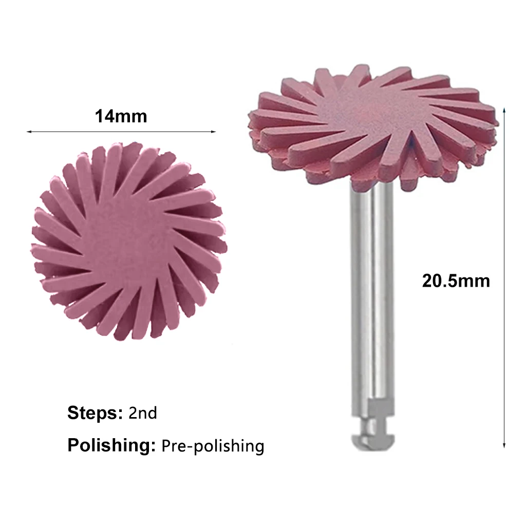 WellCK 6pcs/Set Dental Rubber Polisher Composite Resin Polishing Diamond System RA Disc Kit 14mm Wheel Spiral Flex Brush Burs
