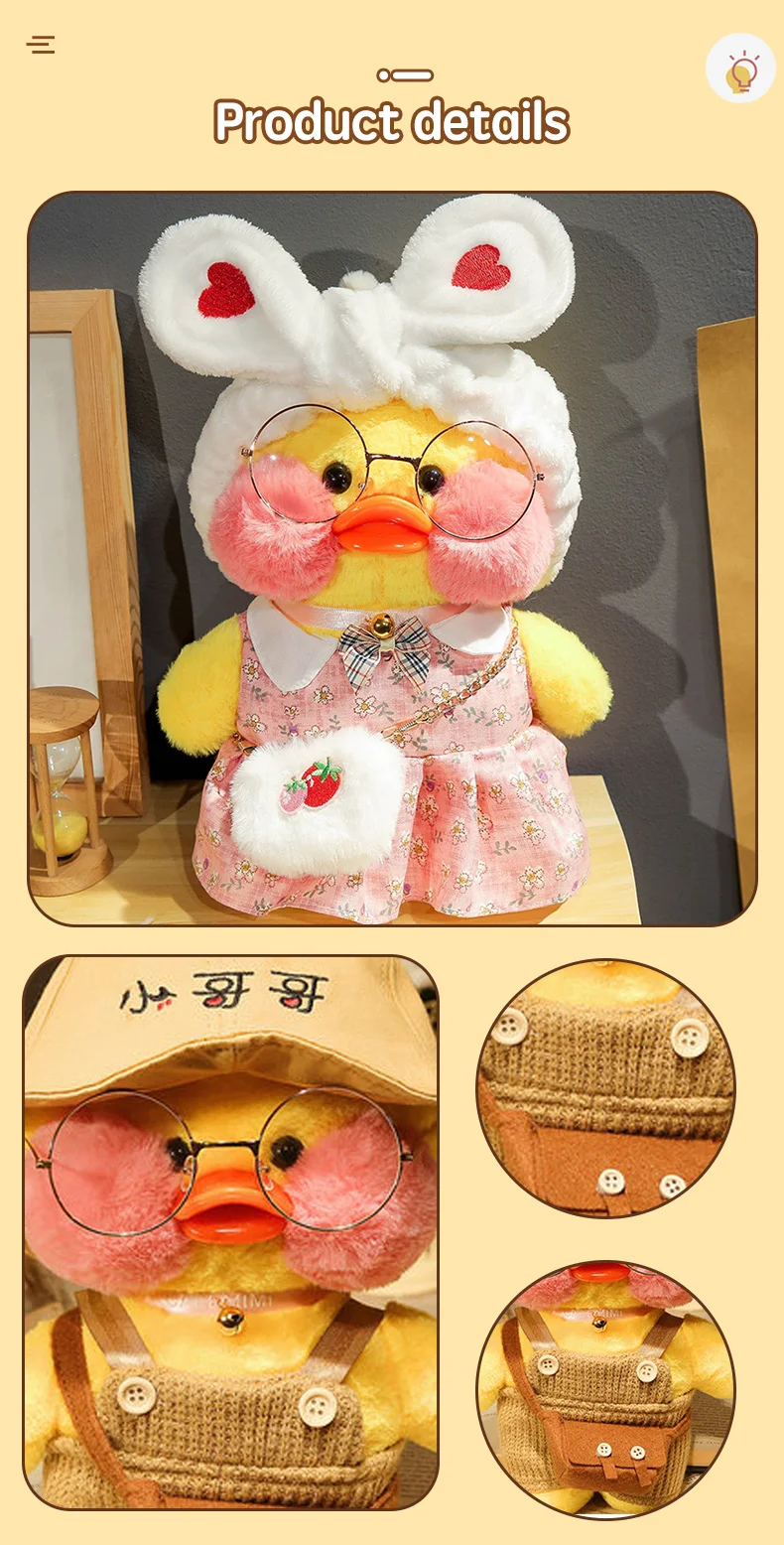 30cm Cute LaLafanfan Cafe Duck Plush Toy Kawaii LaLafanfan Duck Doll Soft Stuffed Animal Plush Pillow Birthday Gifts for Kids