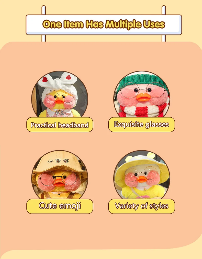 30cm Cute LaLafanfan Cafe Duck Plush Toy Kawaii LaLafanfan Duck Doll Soft Stuffed Animal Plush Pillow Birthday Gifts for Kids