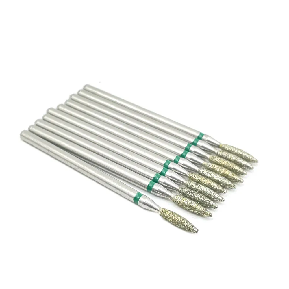 10pcs/set Diamond Grinding Bur Drill Bits Set Dental Grinding Dental Polishing Burs Nail Drill Bits 2.35mm Shank