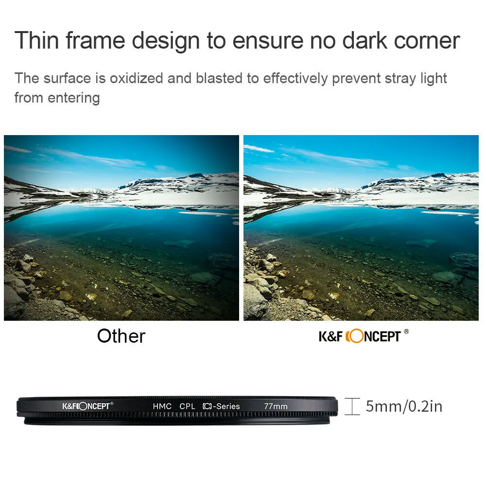 K&F CONCEPT CPL Filter Circular Polarizer Filter Multi-layer Coating Camera Lens Filter C Series 52 55 58 62 67mm 72mm 77mm 82m