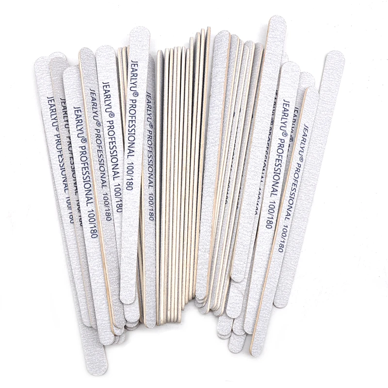 100 Pcs Double Sided Wooden Nail File 100 180 240 Grit Professional Material Thick Sanding Wood Files Pedicure Manicure Tools