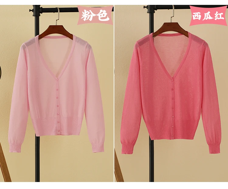 Summer Cardigan Women Cropped Korean Fashion Style Female Black Women's Coat Clothing V-neck Ladies Sweater Outerwear Cute Basic