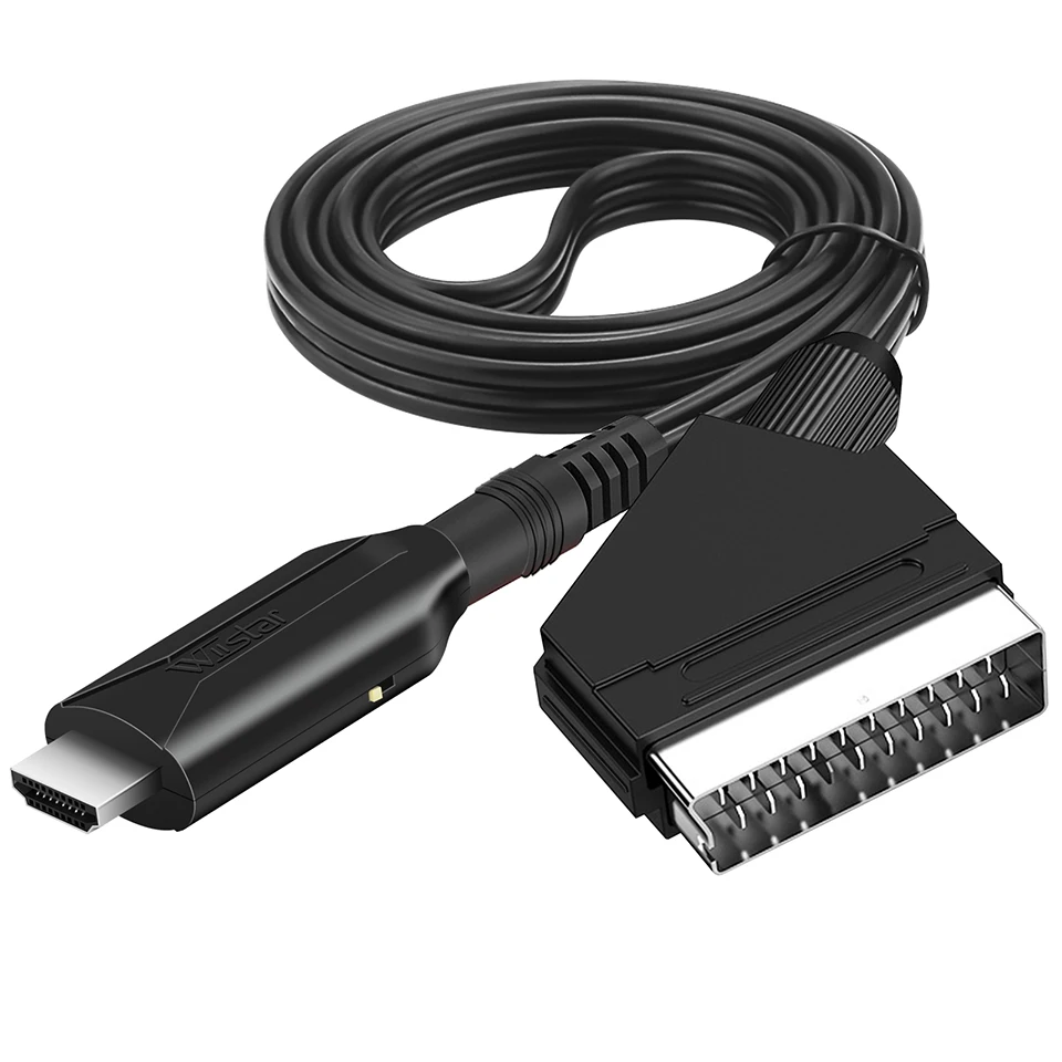 SCART to HDMI Converter with Cable, Scart in HDMI Out HD 720P/1080P Switch Video Audio Converter Adapter for HDTV DVD