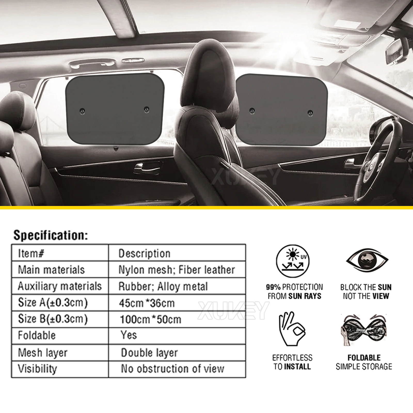 Car Sun Shades Side Rear Window Auto Sunshade Blocks Kids Pet Back Seat Sun UV Glare Heat Protector Car Trunk RV Travel Supplies