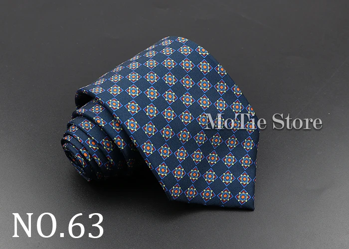 Men's Fashion Silk Tie 7.5cm Soft Novelty Necktie Blue Green Orange Color Ties For Men Dot Floral Bowtie Wedding Business Gift