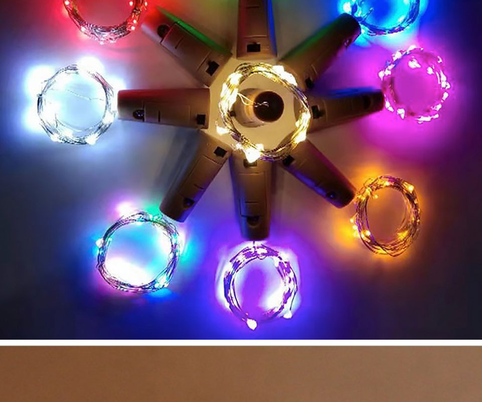 1Pcs Copper Wire LED Garland Solar Powered Cork Wine Bottle Lights Christmas LED String Light Party Wedding Decoration Lamp