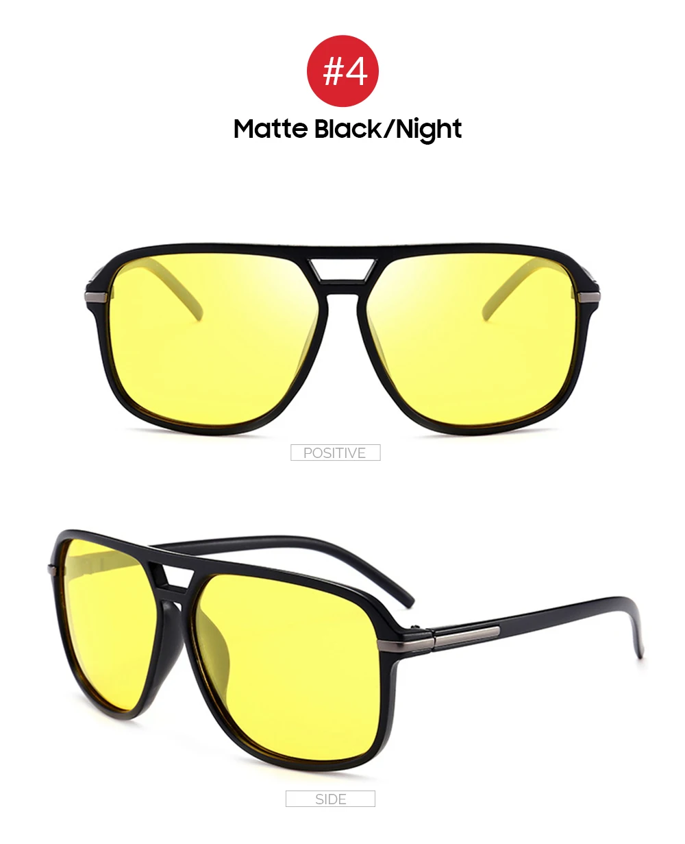 VIVIBEE Men Polarized Night Vision Glasses Yellow Retro Square Oversized Photochromic Goggles Women Fashion Driving Sunglasses