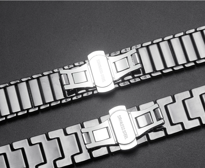 18mm 20mm 22mm 24mm Stainless Steel Watchband Curved Lnterface Butterfly Watch Strap For Tissot Ar-mani Citizen Seiko