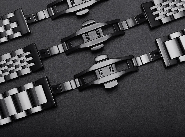 18mm 20mm 22mm 24mm Stainless Steel Watchband Curved Lnterface Butterfly Watch Strap For Tissot Ar-mani Citizen Seiko