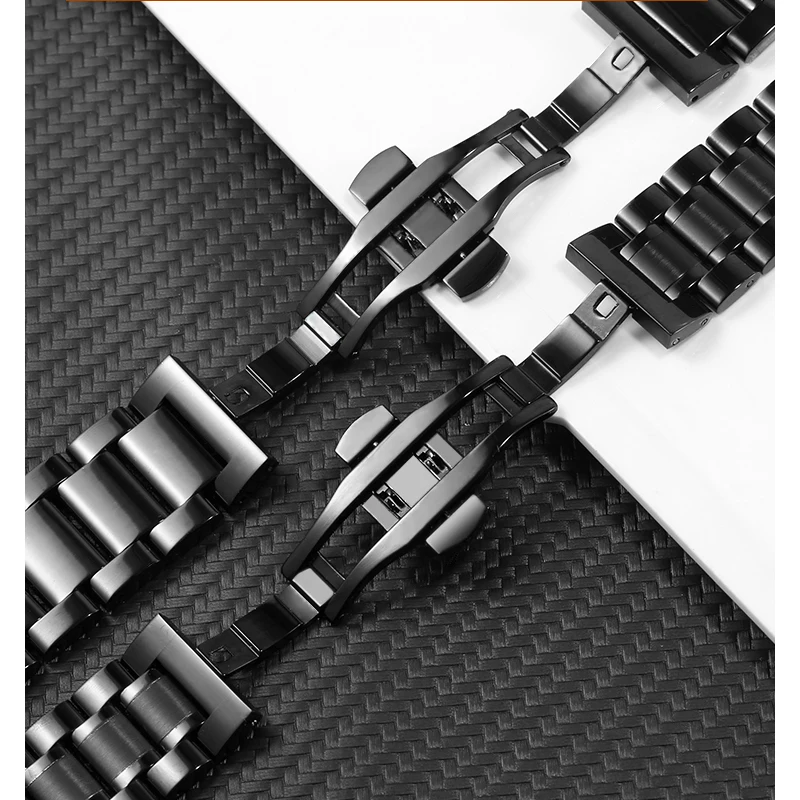 18mm 20mm 22mm 24mm Stainless Steel Watchband Curved Lnterface Butterfly Watch Strap For Tissot Ar-mani Citizen Seiko