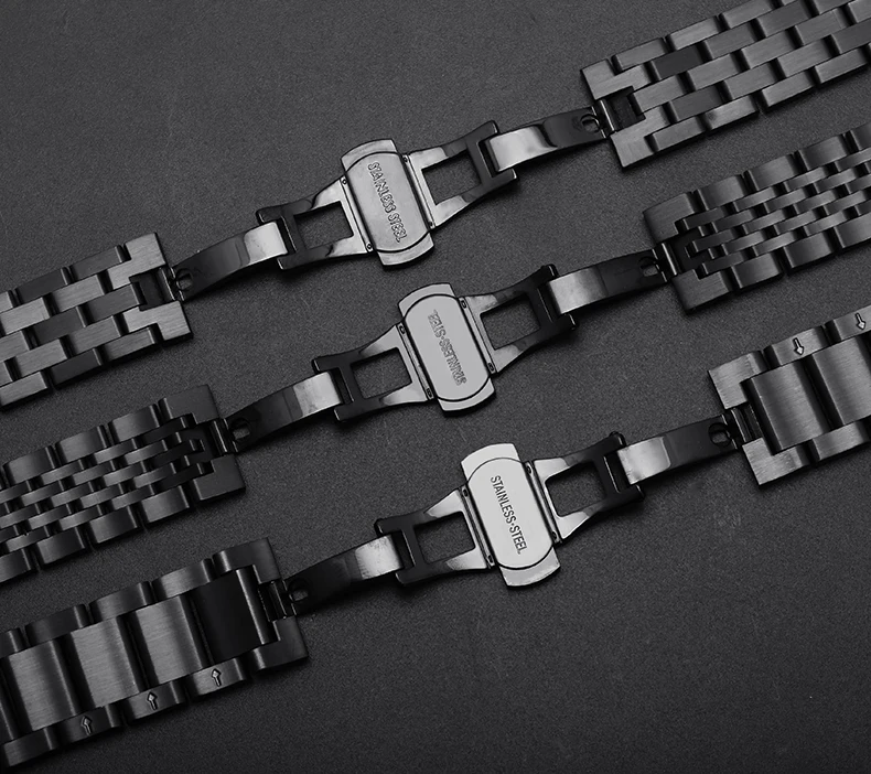 18mm 20mm 22mm 24mm Stainless Steel Watchband Curved Lnterface Butterfly Watch Strap For Tissot Ar-mani Citizen Seiko