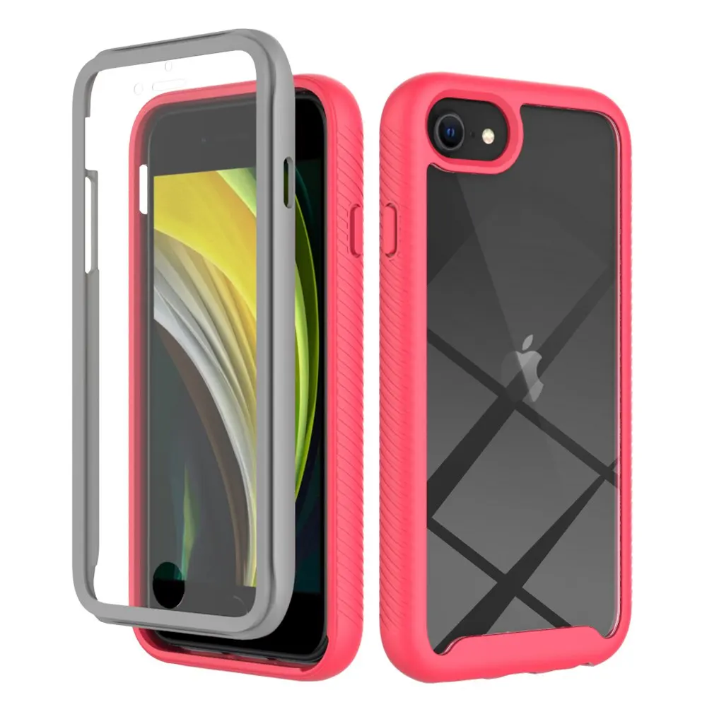 For iPhone SE2 2020 Shockproof Clear PC Case Screen Protector TPU Bumper Cover for iPhone SE 3 2022,iPhone 7/8 Case
