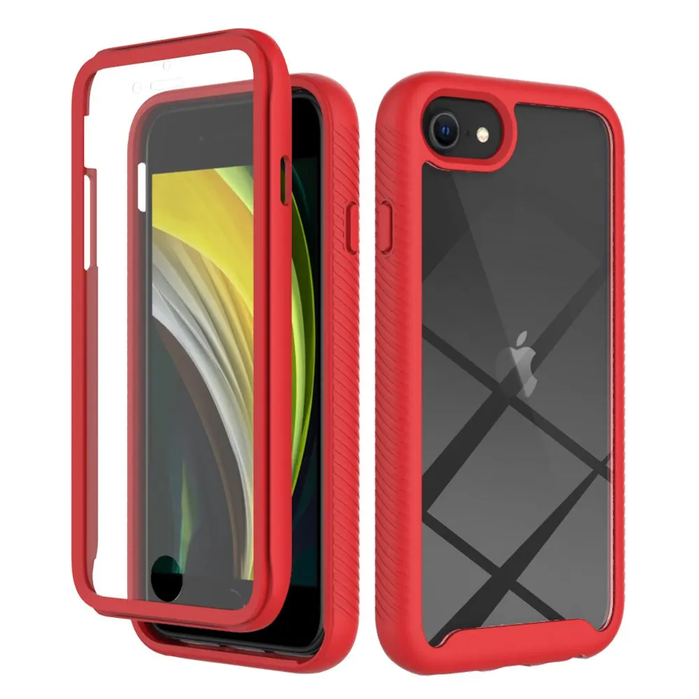 For iPhone SE2 2020 Shockproof Clear PC Case Screen Protector TPU Bumper Cover for iPhone SE 3 2022,iPhone 7/8 Case