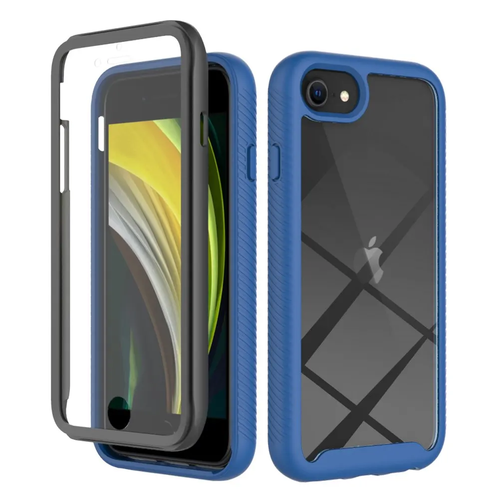 For iPhone SE2 2020 Shockproof Clear PC Case Screen Protector TPU Bumper Cover for iPhone SE 3 2022,iPhone 7/8 Case