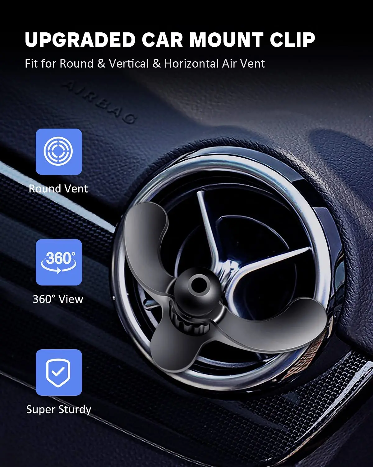 Untoom Car Phone Holder Base Universal 17mm Ball Head for Round Shape Car Air Vent Clip Magnetic Gravity Car Mount Phone Stand