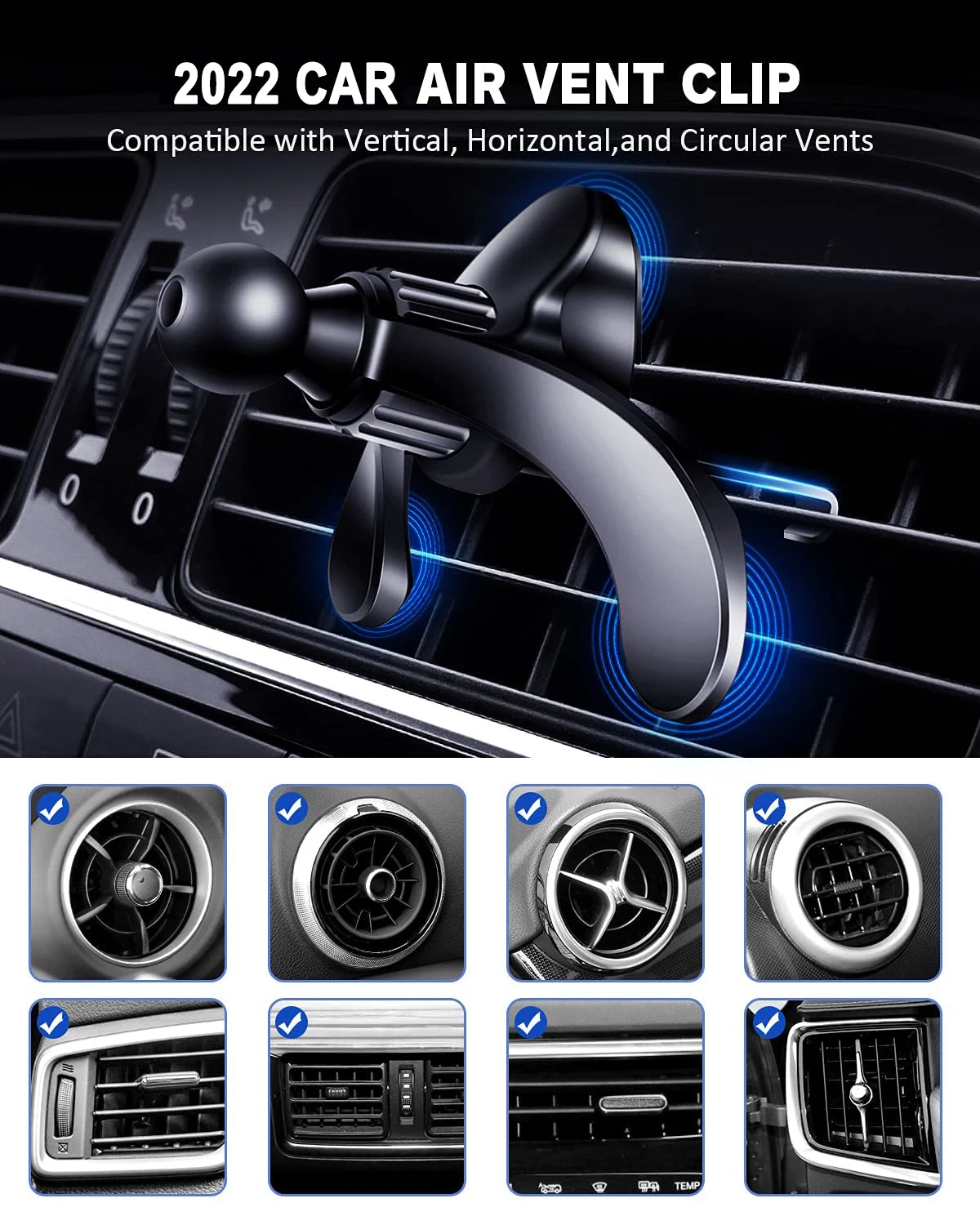 Untoom Car Phone Holder Base Universal 17mm Ball Head for Round Shape Car Air Vent Clip Magnetic Gravity Car Mount Phone Stand