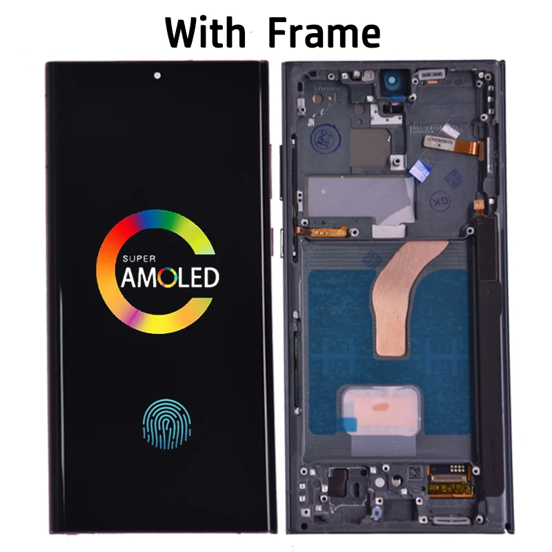 AMOLED Display For Samsung Galaxy S22 Ultra 5G Display Touch Screen Replacement S22 Ultra S908B LCD Support S Pen Fingerprint