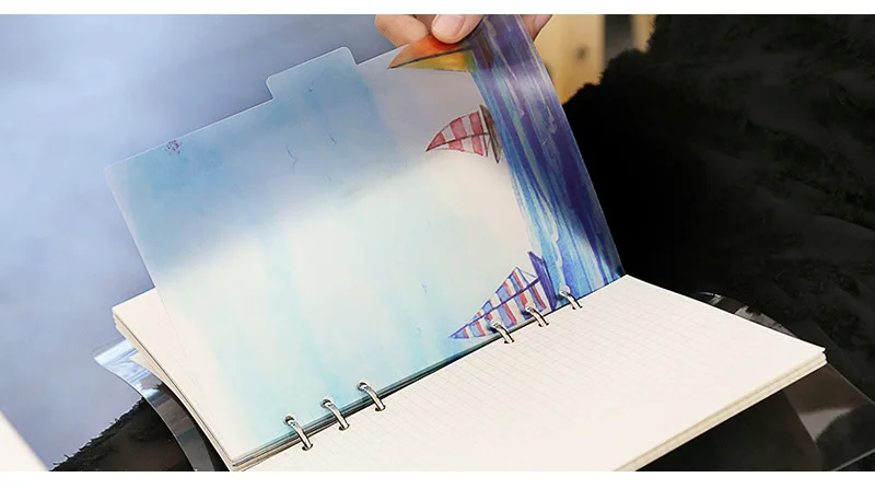 A5 A6 Watercolor Separator Paper Index Page Classification Separator Page 6 Holes Notebook Loose-leaf Book Partition Accessories
