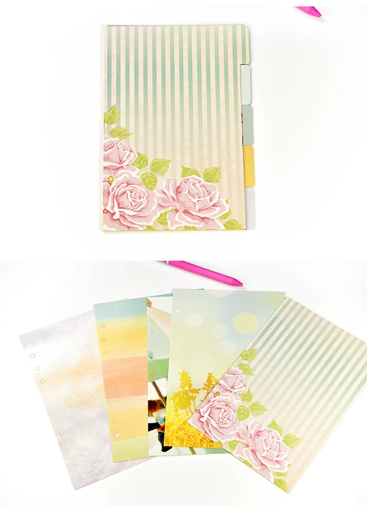 A5 A6 Watercolor Separator Paper Index Page Classification Separator Page 6 Holes Notebook Loose-leaf Book Partition Accessories